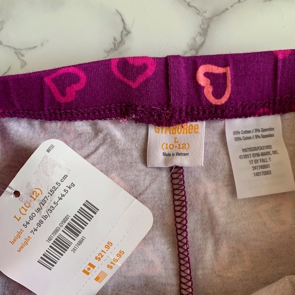 GYMBOREE Hearts Pattern Capri Leggings SIZE L (10-12) NWT - Picture 3 of 3